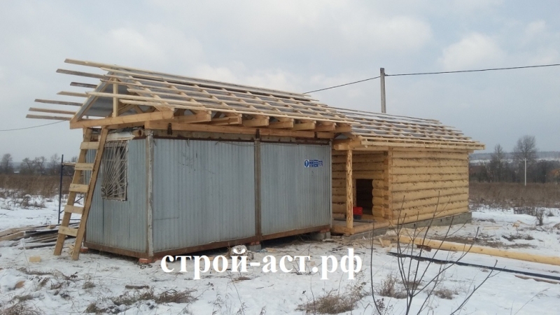 Монтаж металлочерепицы Гранд Лайн цвет 8017 Шоколад на деревянную баню