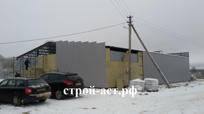 Устройство фасада из профлиста с утеплением для промышленных зданий