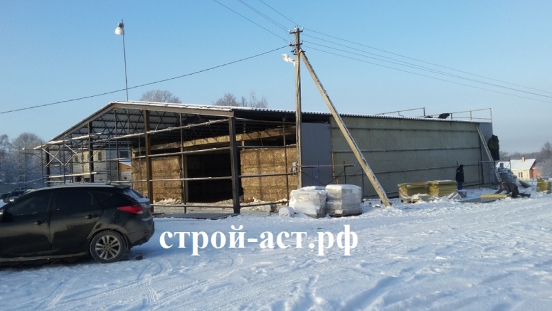 Устройство фасада из профлиста с утеплением для промышленных зданий