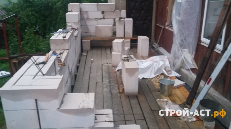 Построить пристройку к дому из газосиликатных блоков с фундаментом из бетонных свай с ростверком