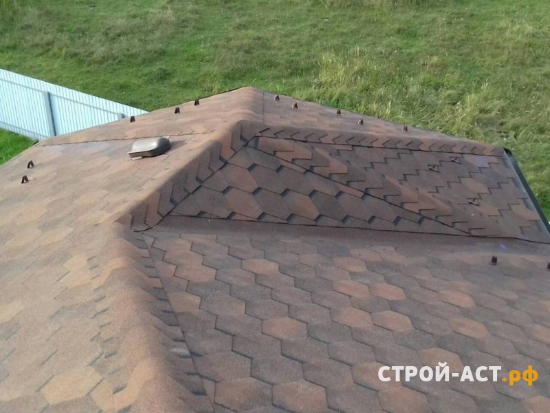 Построить дом в Кашире двухэтажный с гаражом из блоков с облицовкой из кирпича монолитные перекрытия и мягкая черепица Тегола Нордик