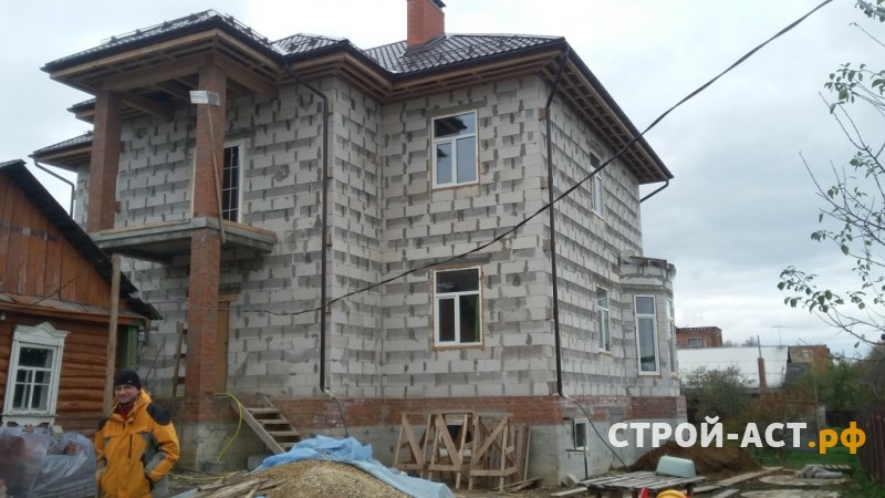 Строительство дома из газосиликатных блоков под облицовочный кирпич в поселке Зендиково