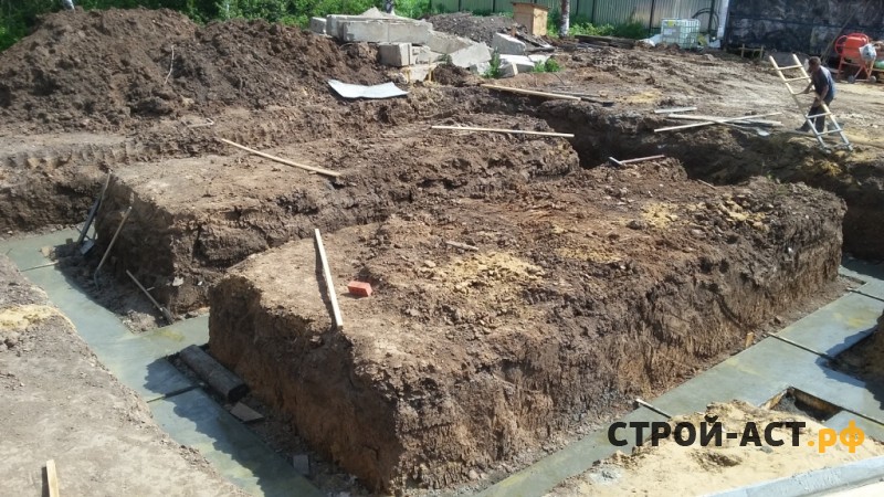 Устройство фундамента из фундаментных блоков ФБС  с армопоясом