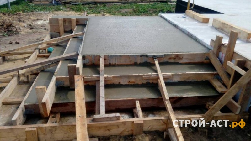 Устройство фундамента - железобетонной монолитной плиты с ростверком под двухэтажный дом из газосиликатных блок, а также устройство монолитного пола по грунту