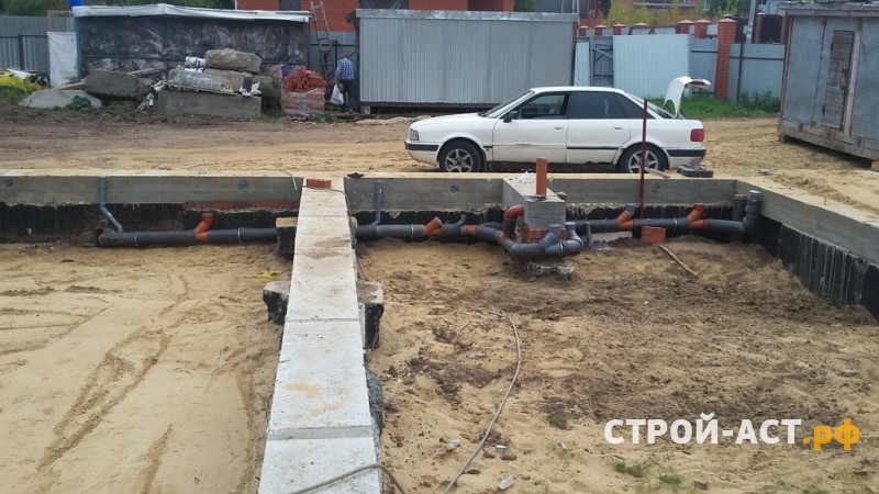 Устройство фундамента из фундаментных блоков ФБС  с армопоясом