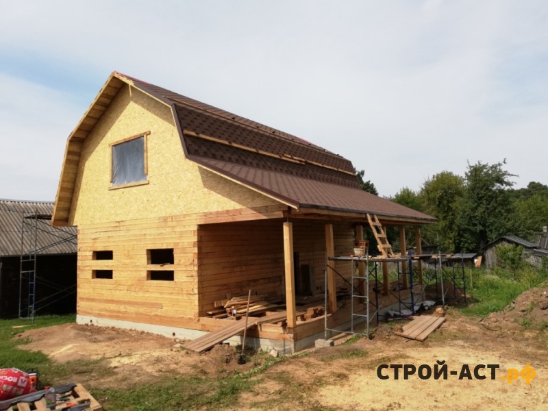 Построить полутораэтажный дом из бруса с мягкой черепицей Деке